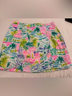 Lilly Pulitzer Tropical Palm Print Skirt in Pink, Green, Blue